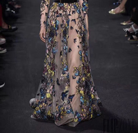 Tissu brodé en dentelle à paillettes pour femmes, étoffe de luxe de Haute qualité, Couture, tendance motif Floral coloré