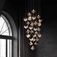 Nordic Cube Carré Ruban Grand Escalier Lustres Plafond De Luxe Pendentif Lumière pour Bar Villa Salon Restaurant