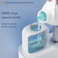 Distributeur automatique de savon 500 ml, capteur sans contact, rechargeable, étanche, pompe à savon réglable sur 3 niveaux pour salle de bain, cuisine, maison
