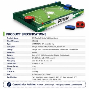 <span class=keywords><strong>Jeu</strong></span> de Table de Football RC STEM DIY pour 2 Joueurs, Contrôle à Distance 2.4G, Tableau de Football, Jouet Scientifique Éducatif à Assembler pour Enfants (Thème Dinosaure) - Product Image 2