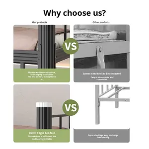 Кровать для студенческого общежития с письменным столом и двухъярусной кроватью, железная рама, малогабаритная, кованая, минималистичная, современная кровать для спальни - Product Image 3