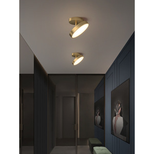 โคมไฟเพดานสไตล์นอร์ดิกที่ทันสมัยเรียบง่ายทำจากทองแดงทั้งหมดสำหรับระเบียงทางเดินห้องโถงห้องแต่งตัวแบบวอล์กอินห้องโถงทางเข้า - Product Image 2