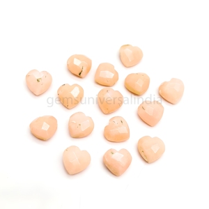 Opale rose naturelle en forme de cœur, 8 mm, facettée, sculptée à la main, pierre précieuse en vrac, prix de gros, cristal de guérison pour la fabrication de bijoux - Product Image 1