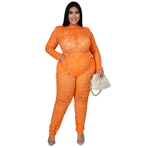 N7264 Pantalon grande taille pour femmes européennes et américaines, dentelle transparente, ensemble deux pièces, <span class=keywords><strong>tenue</strong></span> <span class=keywords><strong>sexy</strong></span> pour boîte de nuit - Product Image 6