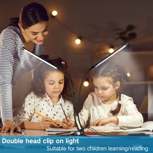 Soporte de música ajustable regulable de doble cabeza para el cuidado de los ojos, Clip en lámpara de escritorio, luz de mesa con abrazadera para lectura, dormitorio de trabajo - Product Image 6