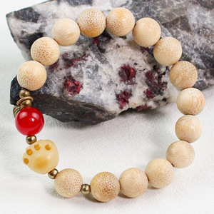 Bracelet en bambou doré en forme de patte de chat, pierre naturelle, unisexe, à porter au quotidien, poli à la main, bijoux de style chinois classique - Product Image 3