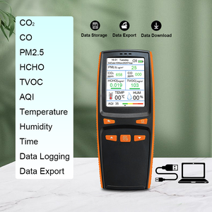 Analyseur d'air industriel avec batterie rechargeable de 3000 mAh, détecteur de gaz CO/PM2.5/formaldéhyde, système d'alarme double et exportation de données - Product Image 1