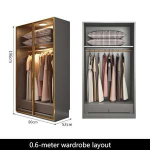 Meubles de chambre à coucher de villa moderne minimaliste, <span class=keywords><strong>placard</strong></span> en bois élégant, disposition de l'armoire, rangement organisé pour les vêtements du quotidien - Product Image 2