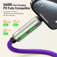 Cable USB 4 en 1 de 6 mm de Grosor, Cable de Silicona Líquida de Carga Rápida para Teléfonos iPhone Tipo-C, Auriculares, Cable de Alimentación de 5A