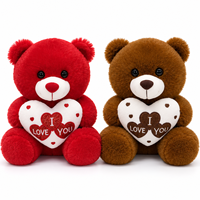 Venta al por mayor de fábrica: Osos de peluche rojos y marrones a juego con almohada de corazón 'Te Amo', animales de peluche OEM ODM para regalo de San Valentín