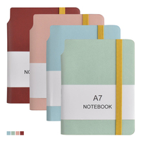 Agenda professionnel portable AI-MICH en cuir PU A7, 96 feuilles, avec sangle élastique, porte-stylo, poche pour carnet