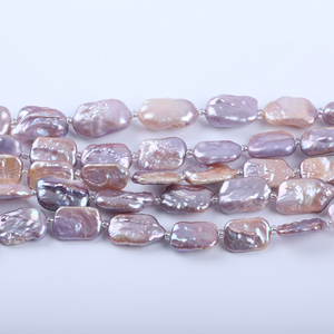 Perle d'Acqua Dolce Barocche Quadrate di Colore Viola, Larghezza 11-14mm, Fili Scuri da 18cm, Vendita all'Ingrosso - Product Image 3