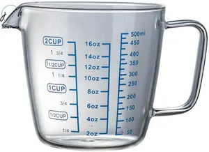 Custom Glass Measuring Cup 250ml 500ml Heat-resisting Milk Scale Microwave Measure Jug Measuring Cup Transparent Graduated Cup