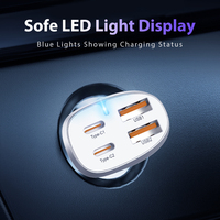 Chargeur de voiture USB C 70W pour iPhone 17 Pro, chargeur de voiture 4 ports à charge rapide, chargeur de téléphone de voiture Type C PD&QC3.0 pour téléphones mobiles