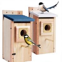 Nichoir et cage à oiseaux en bois massif pour l'extérieur, couleur personnalisable, design rectangulaire réutilisable pour oiseaux, ornement suspendu DIY