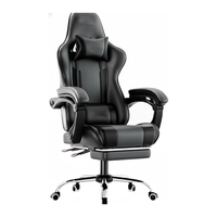 Chaise de jeu noire et blanche avec accoudoirs réglables, repose-pieds en cuir PU OEM, support lombaire, chaise PC inclinable pour la maison et le bureau