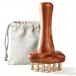Cepillo de masaje corporal de latón con logotipo personalizado, cepillo meridiano, peine de masaje para la cabeza, peine meridiano, peine de masaje de madera - Product Image 1