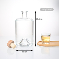 Bouteilles de vin cylindriques uniques en verre 750 ml avec bouchon en liège