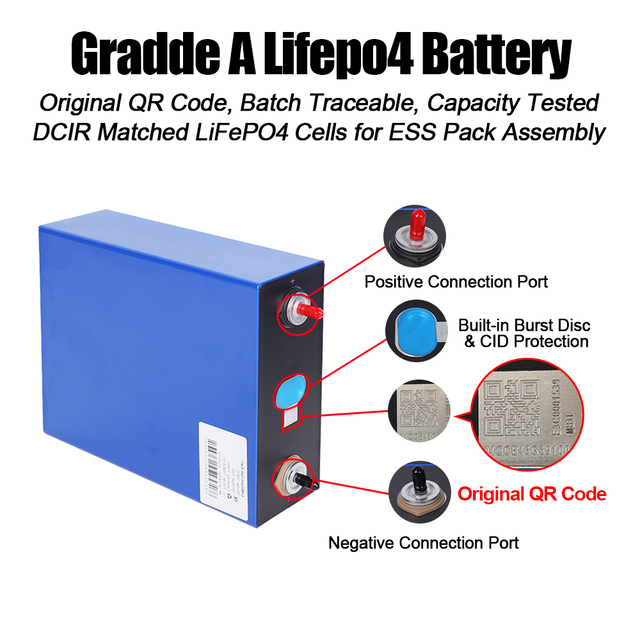 For LiFePO4 3.2V 314Ah Battery with 8000 Cycle Life -35C to 65C Operating Temperature EU Stock