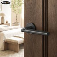 Manija de Aleación de Aluminio Negra Mate Moderna de Fábrica OEM, Fácil Instalación para Puertas Interiores de Madera de Dormitorio y Baño