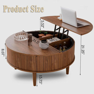 Custom-made round wooden coffee <b>table</b> for living room, large capacity storage and organization <b>table</b> - Product Image 1
