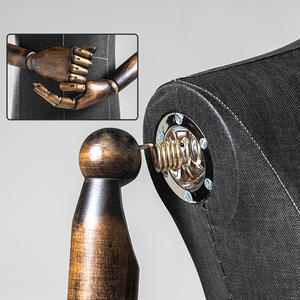 Mannequin Vitrine Homme pour Vestes, Bras Articulés en <span class=keywords><strong>Bois</strong></span>, Buste Mâle en Lin Noir pour Costumes et Présentations - Product Image 5