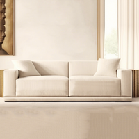 Sofá Seccional Modular Moderno y Elegante en Color Blanco Suave, Tapizado en Tela de Pana Gruesa a Rayas, Esponja Ecológica, Ideal para Sala de Estar o Escuela