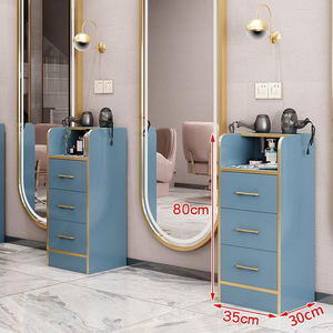 Modern <b>White</b> Salon <b>Trolley</b> Cabinet With 3 Drawers And Gold Handles 80cm Height For Hair Salon Use - Product Image 3