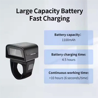 Lecteur de codes-barres portable JINGXIN Ring Mini, lecteur de codes-barres sans fil BT 2.4G, scanner de codes-barres laser 1D portable