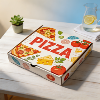 Boîte à pizza pliable en carton kraft écologique de qualité supérieure SP4245, imprimée en couleurs vives, pour emporter