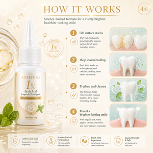 Lot de 5 ampoules de <span class=keywords><strong>dentifrice</strong></span> à 1% d'acides de fruits, marque distributeur, 35g, pour des dents éclatantes, soin buccal, haleine fraîche, protection douce de l'émail, saveur menthe - Product Image 3