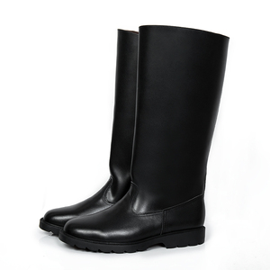 Bottes de combat tactiques noires de haute qualité avec tige en cuir épais et semelle en caoutchouc à haute abrasion pour défilé - Product Image 3