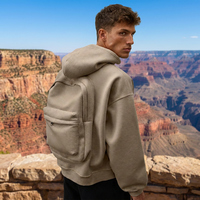 Cenloong – Nouveaux sweats à capuche unisexe en coton vierge tendance, style streetwear, avec compartiment pour sac à dos intégré