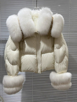 Veste matelassée JANVENY avec col en fourrure de renard naturelle, nouvelle collection hiver, vêtements pour femmes, manteau ample en duvet de canard blanc, parka en fourrure véritable