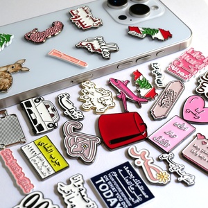 Op maat gemaakte Libanese zachte emaille telefoon sticker, handgemaakte metalen telefoon sticker, Libanese emaille sticker - Product Image 2