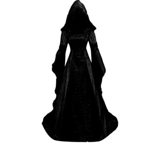 Vestido Largo Medieval Renacentista para Mujer Adulta, Disfraz de Halloween de Bruja Pagana, Vestido con Capucha para Damas - Product Image 2