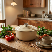 Mini-cocotte en émail beige, ustensile de cuisson en fonte émaillée
