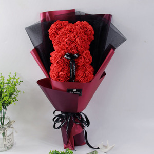 Amour éternel, beauté intemporelle, cadeau de la Saint-Valentin 2026, bouquet de Noël en dessin animé, ours en roses PE, fleurs préservées - Product Image 4