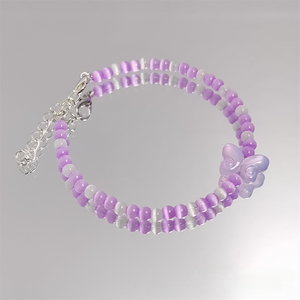 Bracelets tendance en mini-perles de verre scintillantes pastel, double rangée dégradée <span class=keywords><strong>4</strong></span> tons, bracelet souple superposable pour femme - Product Image 5