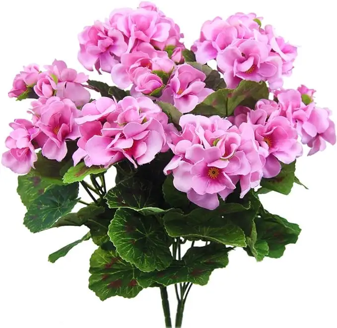 Gm Paars Roze Kunstbloemen Geraniumstruik Faux Geraniums Zijde Bloemen Buitenplant Struik Roze Geraniums