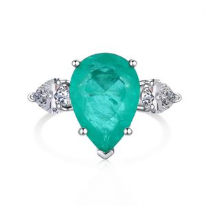 Bague de fiançailles et de promesse Dylam Luxurious Fine Jewelry pour femme, en argent sterling 925, avec diamant bleu turquoise Paraiba et zircone 5A. - Product Image 1