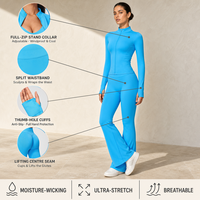 Ensemble de sport 2 pièces pour femme : veste zippée et pantalon taille haute, coupe ajustée, respirant, idéal pour l'entraînement en salle de sport, nouvelle collection automne
