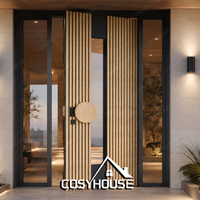 Porte pivotante en bois massif moderne de luxe, porte d'entrée en bois sur mesure pour entrée de villa