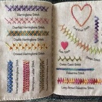 Sac de livre en tissu avec impression pour les débutants Boîte de fil d'aiguille de livre d'échantillon de points de broderie de bricolage créatif