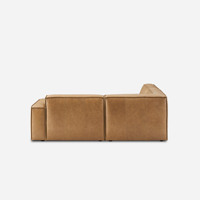 Canapé modulaire de luxe sur mesure en L, en cuir véritable, éponge haute densité, design de style européen, texture raffinée, passepoil contrastant pour
