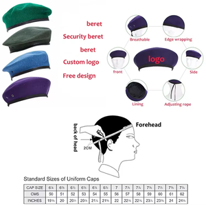 Béret en laine personnalisé avec logo, ajustable, unisexe, pour hommes, béret tactique avec badge brodé pour militaires - Product Image 5