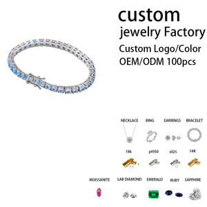 Pulsera de tenis de moissanita azul vibrante chapada en rodio de plata S925, piedras de 4.0mm, 16-19cm - Product Image 2