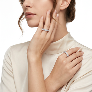 Bague Adodo en argent 925 plaqué or blanc, sertie de 5 pierres de moissanite taille princesse 2 carats VVS1 couleur D, certifiée GRA - Product Image 4