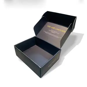 Yüksek kalite biyoçözünür malzeme siyah kağıt karton ambalaj özelleştirilmiş nakliye oluklu posta gönderim kutusu