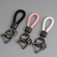 Porte-clés en corde de haute qualité, tressé, moderne et minimaliste, avec boucle en alliage de zinc, pendentif pour clés de voiture, en stock